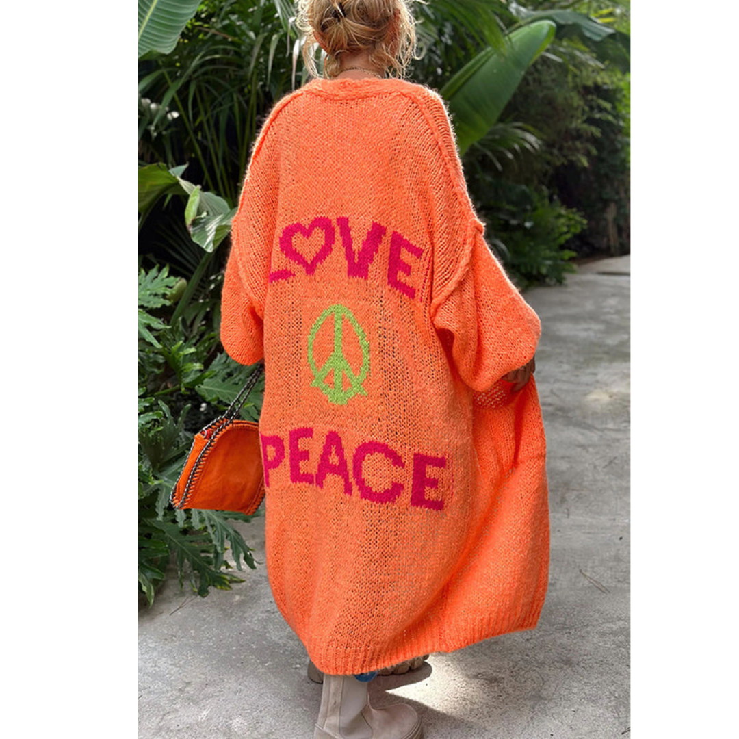 Stylische peace strickjacke