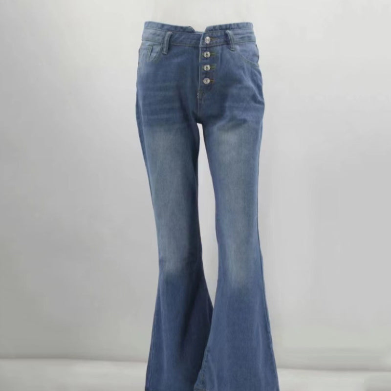 Sandsberg-Jahre-Vintage-Jeans mit hoher Taille und ausgestelltem Bein