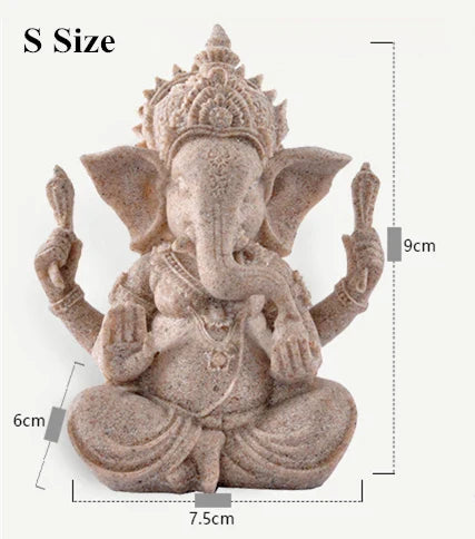 Heimdekoration Natur Sandstein Indische Ganesha Figur Religiöse Hindu Elefantengott Statuen Fengshui Elefantenkopf Buddha