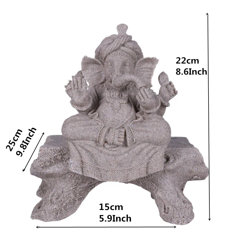 Heimdekoration Natur Sandstein Indische Ganesha Figur Religiöse Hindu Elefantengott Statuen Fengshui Elefantenkopf Buddha