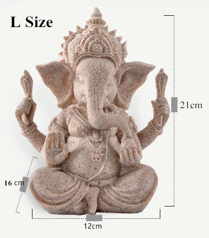 Heimdekoration Natur Sandstein Indische Ganesha Figur Religiöse Hindu Elefantengott Statuen Fengshui Elefantenkopf Buddha