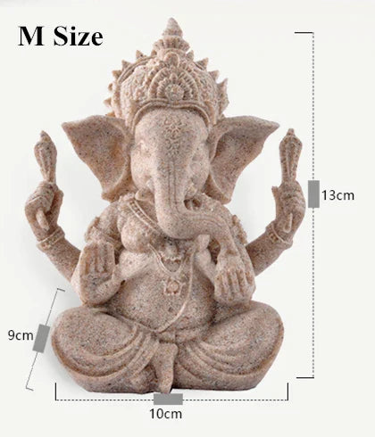 Heimdekoration Natur Sandstein Indische Ganesha Figur Religiöse Hindu Elefantengott Statuen Fengshui Elefantenkopf Buddha