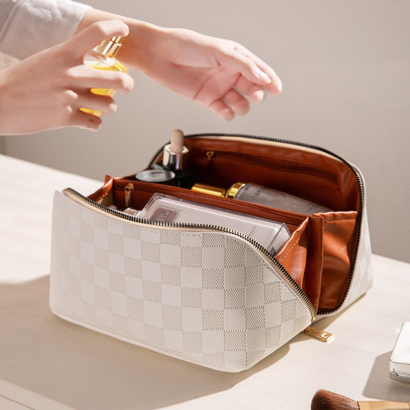 Sandsberg | Luxus Checkered Make-up Kosmetiktasche