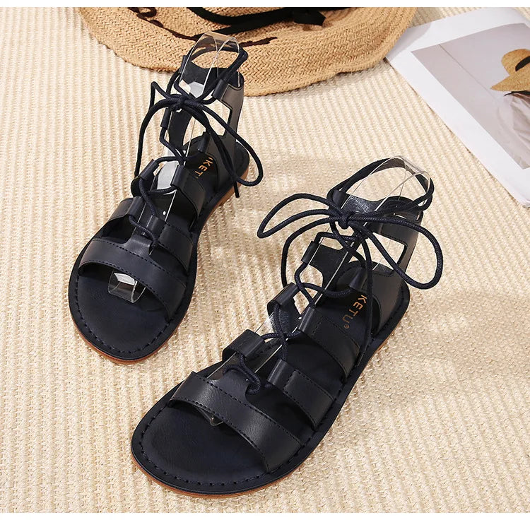 Sommer Damen Oberbekleidung Sandalen römischer Stil Schuhe Damen lässige Ballerinas Bindungsdesign Walking und Arbeitskleidung