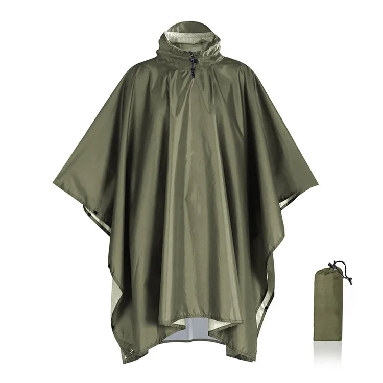 3 in 1 Outdoor Militär Regenmantel - Mit Kapuze wasserdichter Regenponcho mit Ärmeln, Motorrad-Regenabdeckung, ideal für Camping, Wandern und Reisen