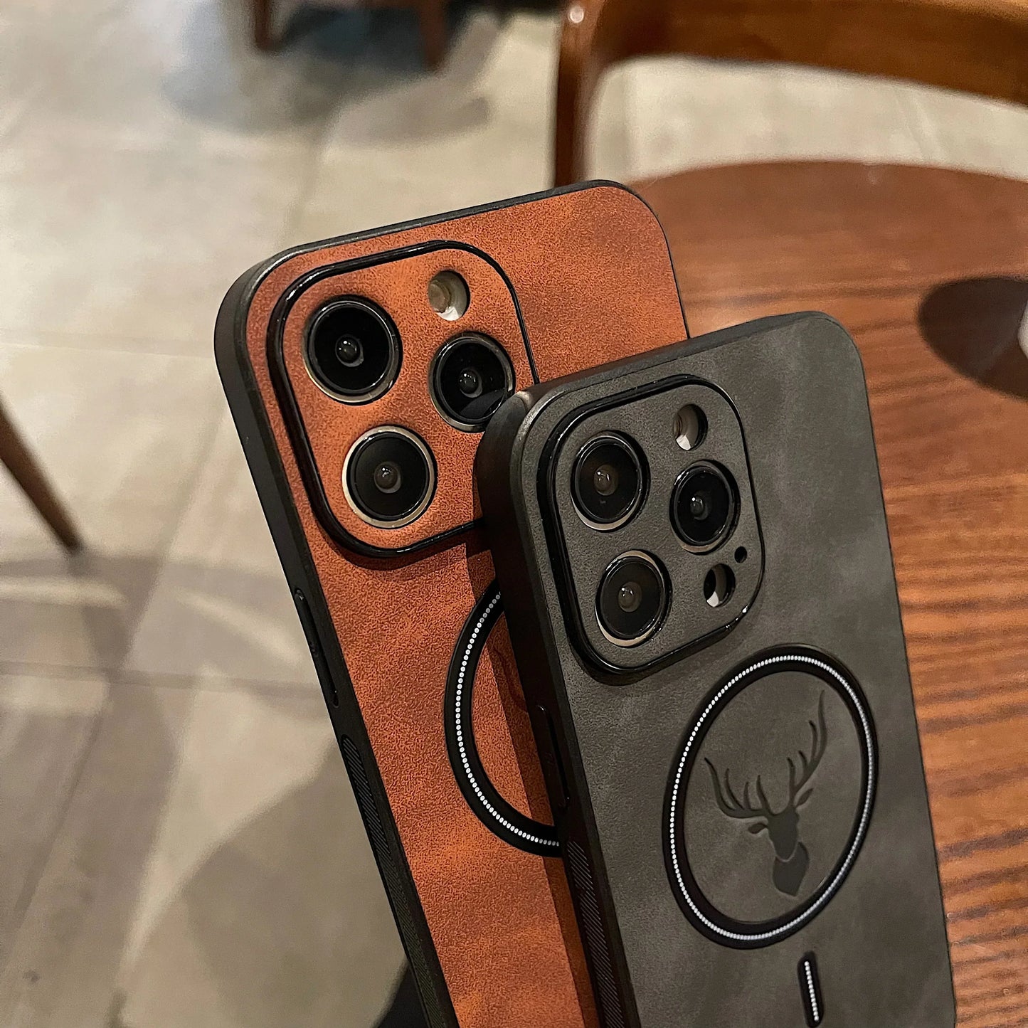 Luxus Hirschleder Apple iPhone Hülle | Magnetische Handyhülle, Kabellose Case, MagSafe, Wireless-Laden, Schutzhülle, Cover iPhone 15, 14, 13 Pro Max Plus