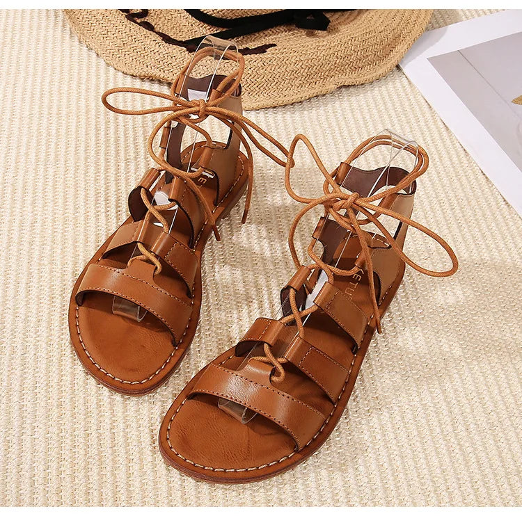 Sommer Damen Oberbekleidung Sandalen römischer Stil Schuhe Damen lässige Ballerinas Bindungsdesign Walking und Arbeitskleidung