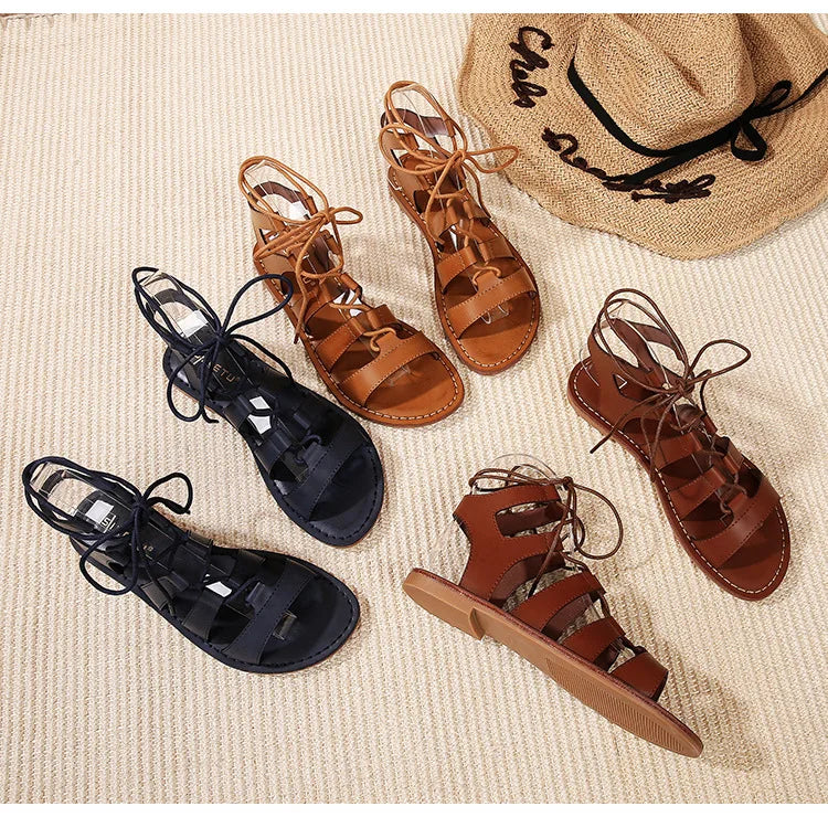 Sommer Damen Oberbekleidung Sandalen römischer Stil Schuhe Damen lässige Ballerinas Bindungsdesign Walking und Arbeitskleidung