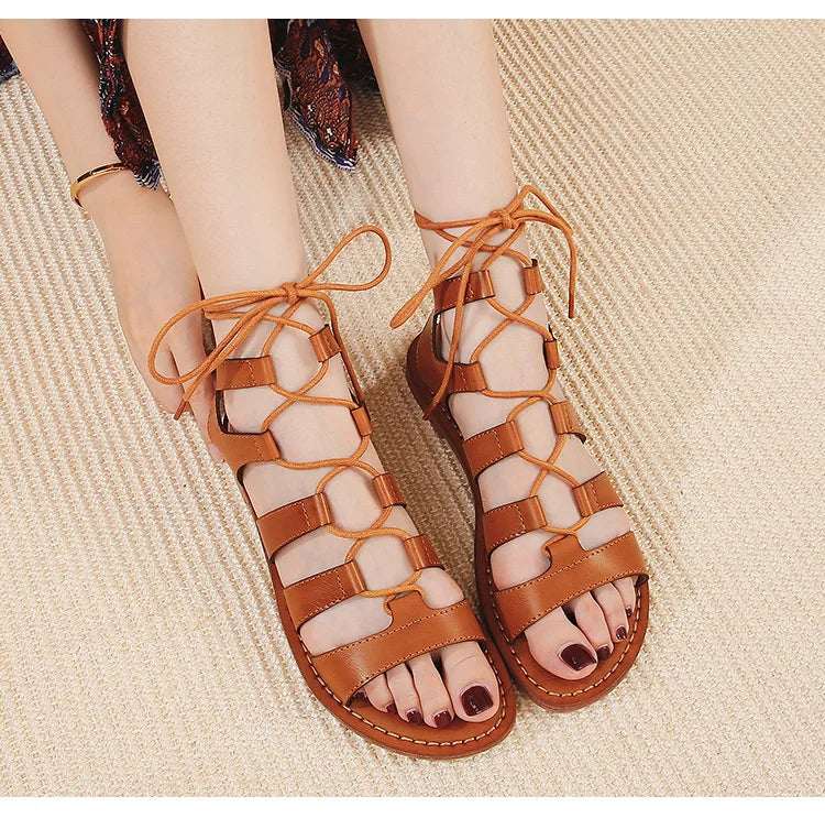 Sommer Damen Oberbekleidung Sandalen römischer Stil Schuhe Damen lässige Ballerinas Bindungsdesign Walking und Arbeitskleidung