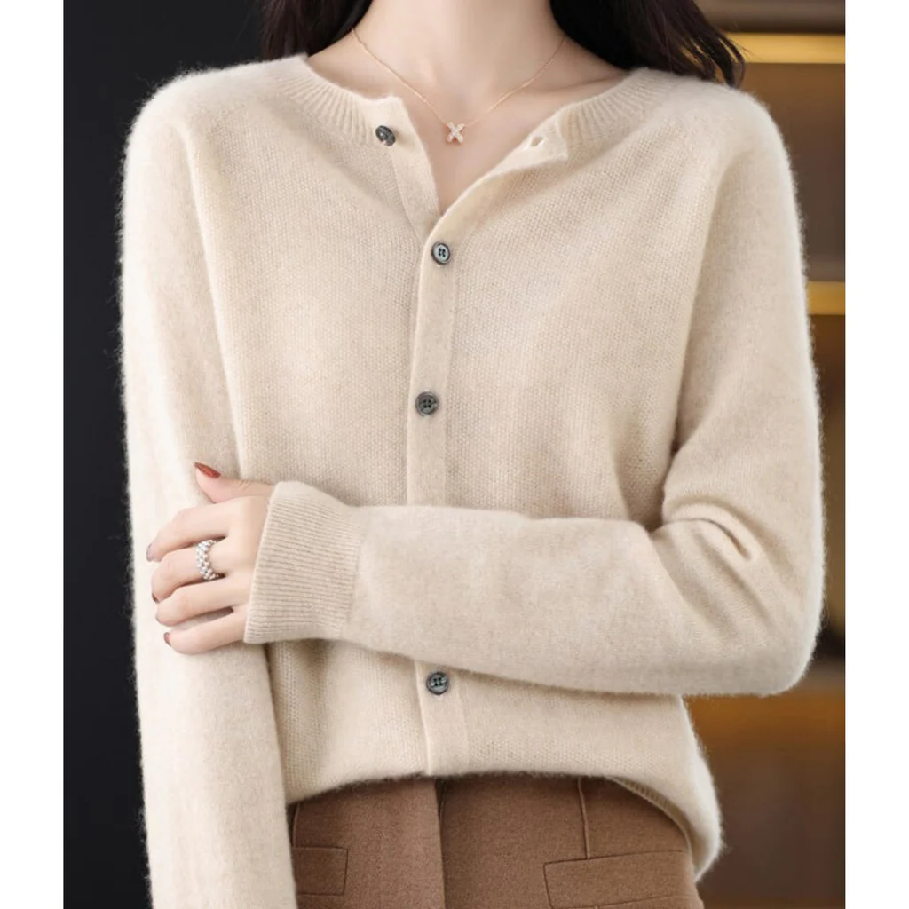 Damen Rundhals Cardigan Pullover