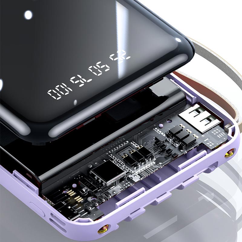 Schnelllade 20000mAh Mini Powerbank mit integrierten Kabeln