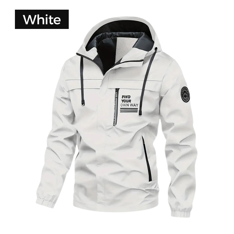 Herren wasserdichte Jacke mit abnehmbarem Kapuze und Taschen