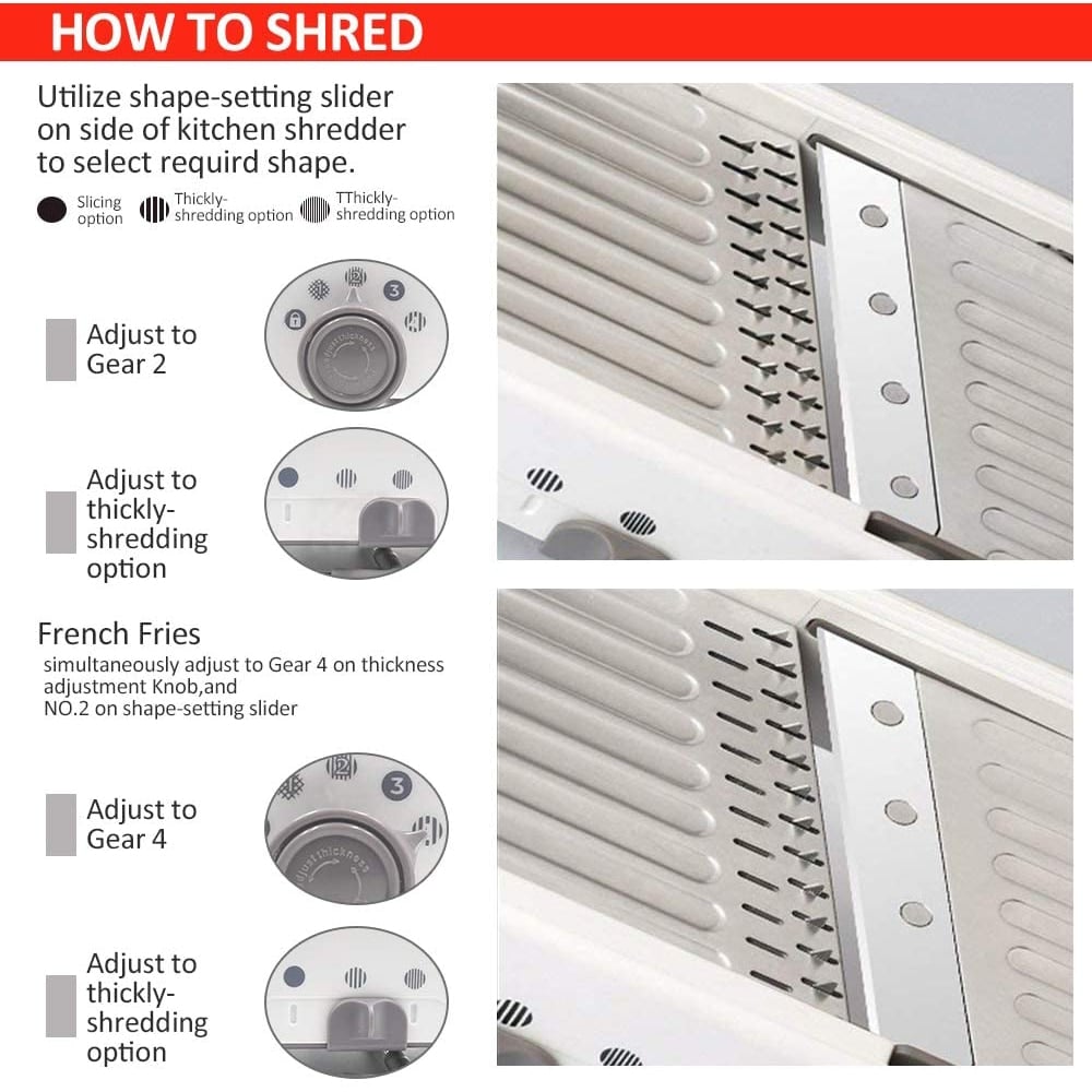 Mandoline Gemüseschneider – Professionelle Reibe mit Einstellbare 304 Edelstahl Klingen
