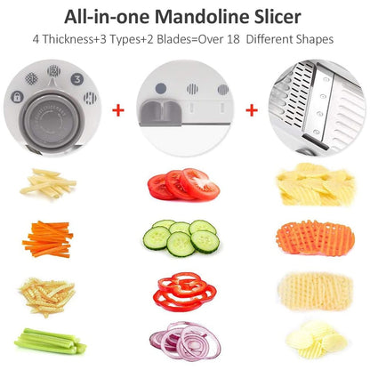Mandoline Gemüseschneider – Professionelle Reibe mit Einstellbare 304 Edelstahl Klingen