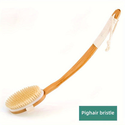 Rücken Wildschweinborsten Reinigungsschwamm für die Dusche - Langer Holzgriff Badeschwamm Bürste, weiche natürliche Borsten zur Rückensäuberung
