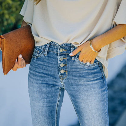 Sandsberg-Jahre-Vintage-Jeans mit hoher Taille und ausgestelltem Bein