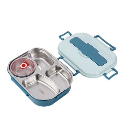 Thermo-Lunchbox aus Edelstahl – innen aus Edelstahl – 3 oder 4 Fächer mit Suppenschüssel – Wanduhr