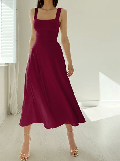 Neue Midi-Kleid mit dicken Trägern für Frauen