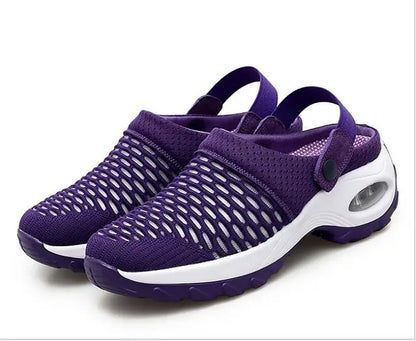 Orthopädische Damenclogs mit Luftpolstern zur Entlastung von Rücken und Knien