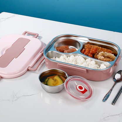 Thermo-Lunchbox aus Edelstahl – innen aus Edelstahl – 3 oder 4 Fächer mit Suppenschüssel – Wanduhr