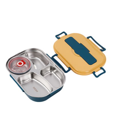 Thermo-Lunchbox aus Edelstahl – innen aus Edelstahl – 3 oder 4 Fächer mit Suppenschüssel – Wanduhr