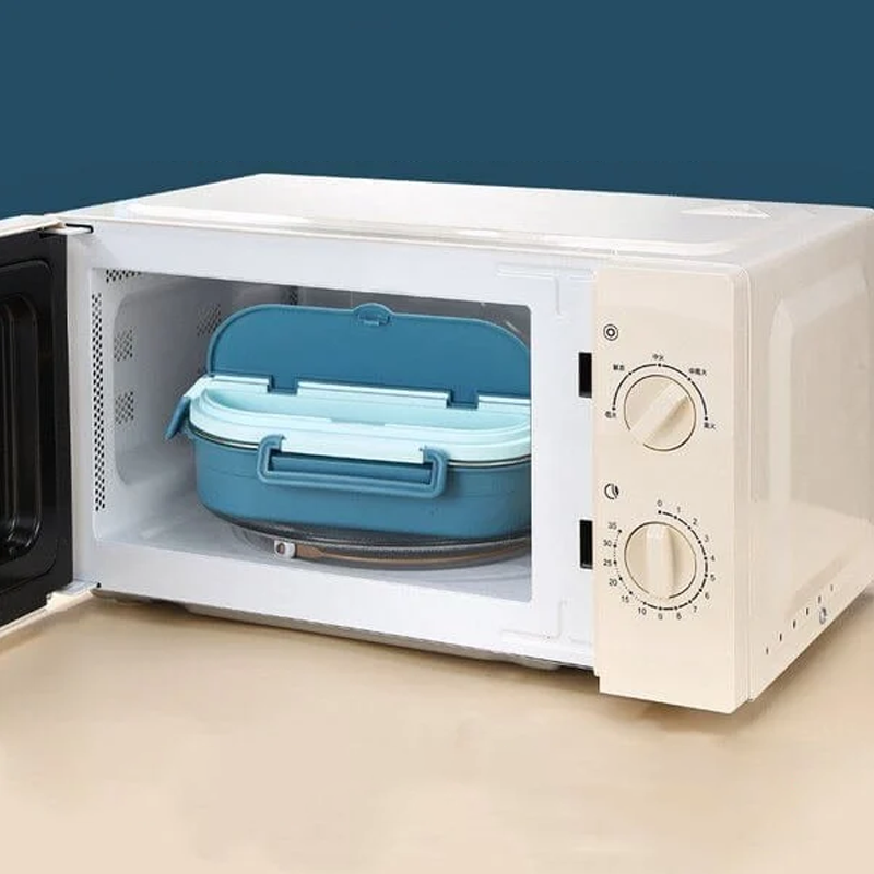 Thermo-Lunchbox aus Edelstahl – innen aus Edelstahl – 3 oder 4 Fächer mit Suppenschüssel – Wanduhr