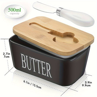 Luxuriöse große Butterdose mit Deckel – Keramik-Thekenbehälter mit Messer, hochwertige Silikondichtung und leicht zu reinigendes Design – Perfektes Küchen Geschenk für Butterliebhaber
