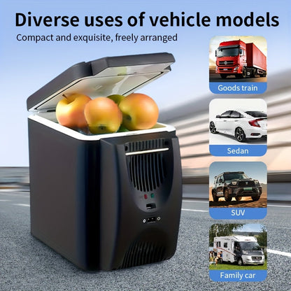 Kompakter 6L tragbarer Mini-Kühlschrank für Autos – DC 12V elektrischer Kühler für Getränke, Meeresfrüchte und Obst, ideal für Reisen und Outdoor-Abenteuer
