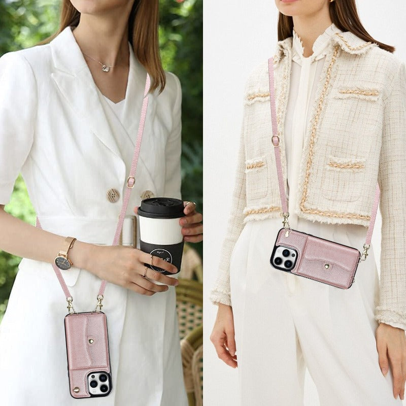 Leder Schultertasche mit Tragetasche und Lanyard für das iPhone