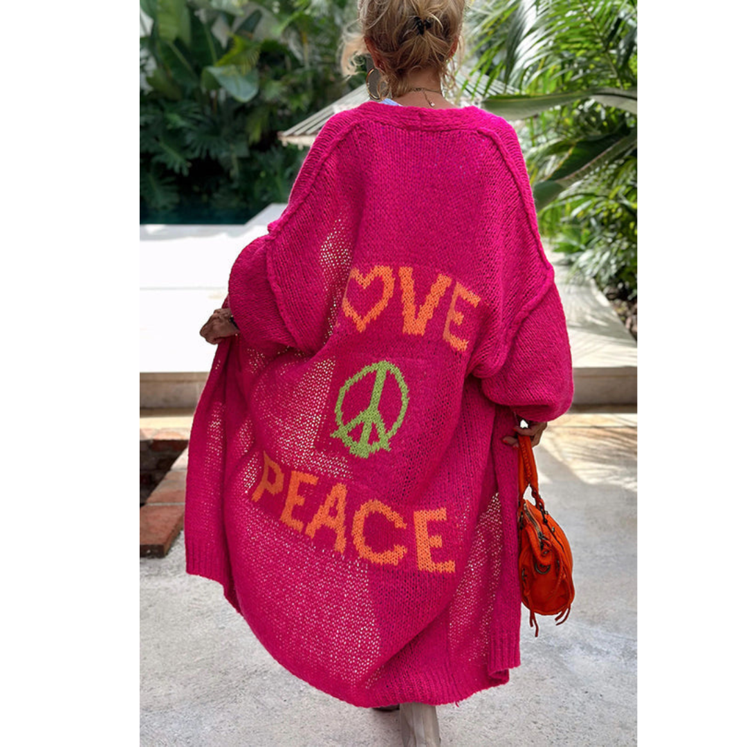 Stylische peace strickjacke