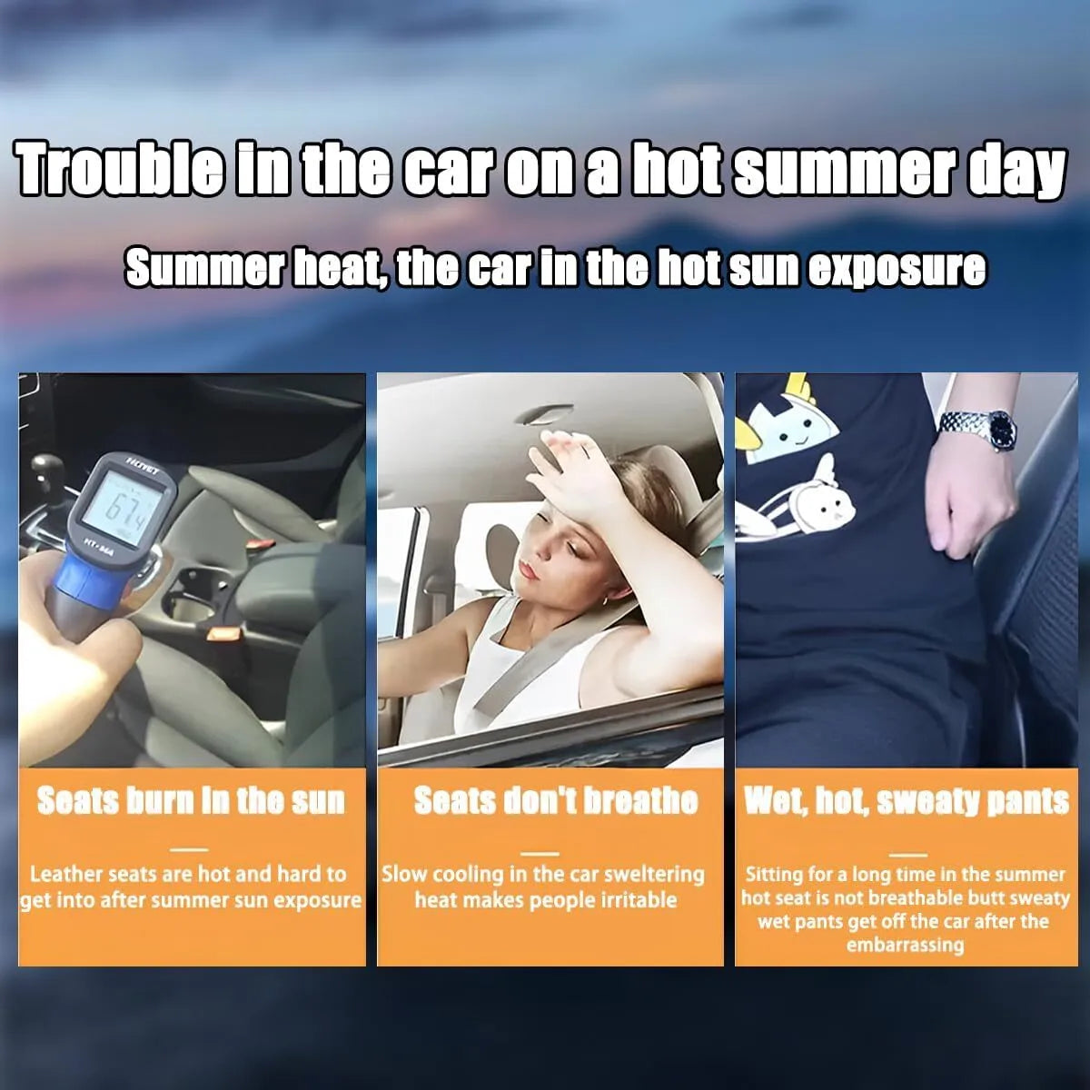 Rutschfestes Autokissen aus Eisseide, geeignet für den Sommergebrauch