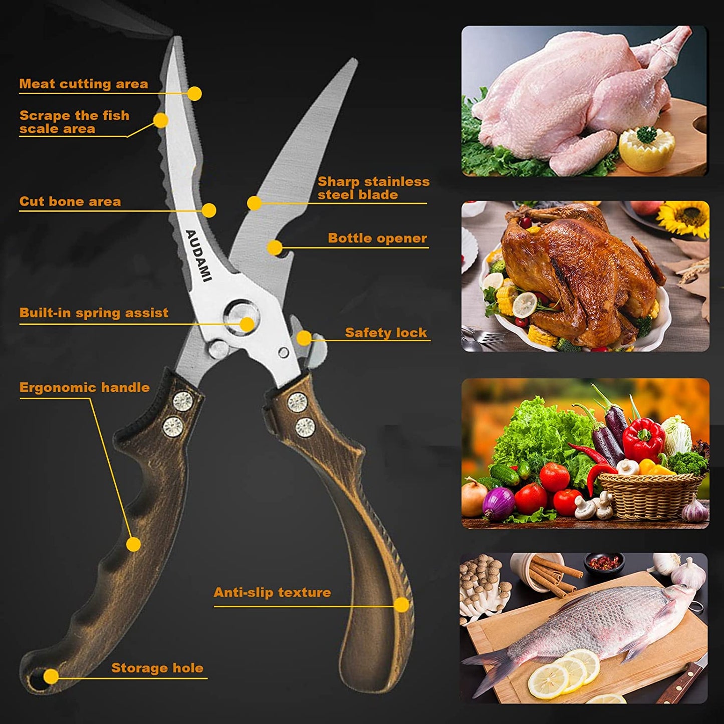 Küchen-Scheren Schwerlast-Küchenscheren-Set 2-Pack, Geflügelscheren Schwerlast-Profischnell