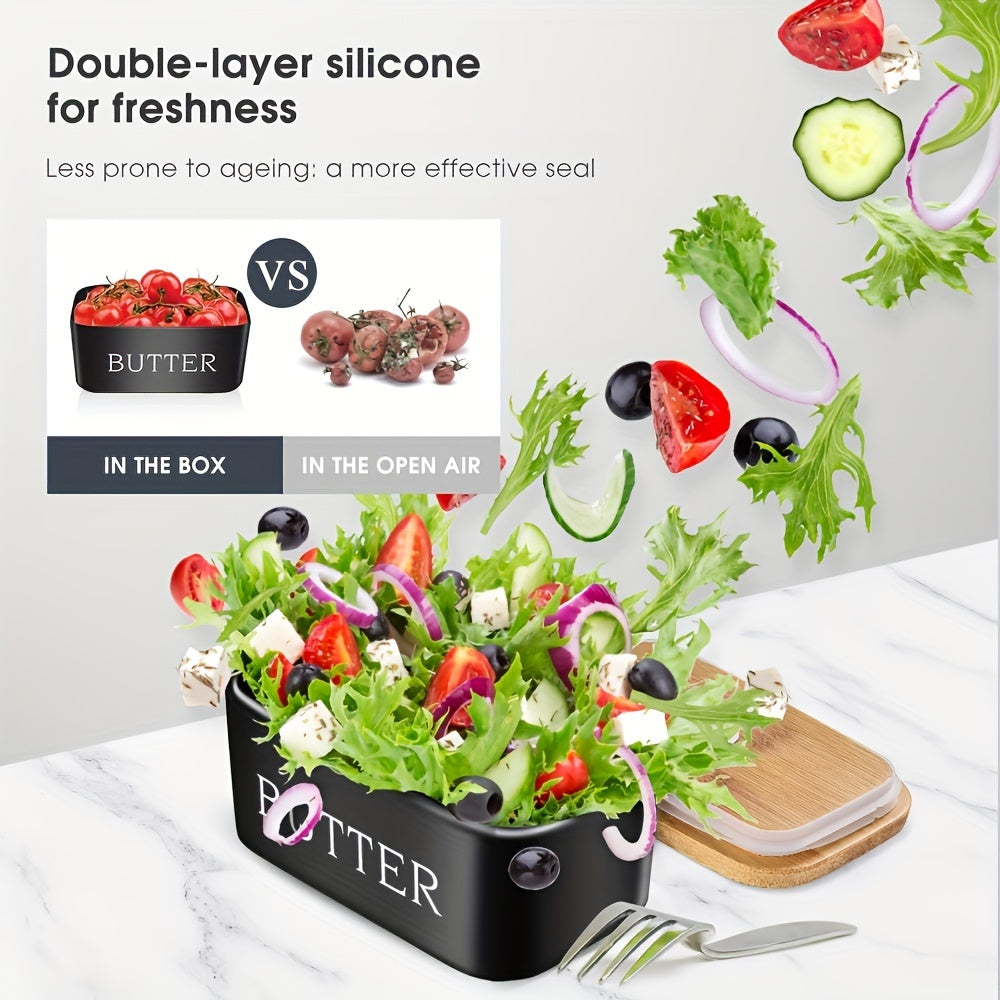 Luxuriöse große Butterdose mit Deckel – Keramik-Thekenbehälter mit Messer, hochwertige Silikondichtung und leicht zu reinigendes Design – Perfektes Küchen Geschenk für Butterliebhaber