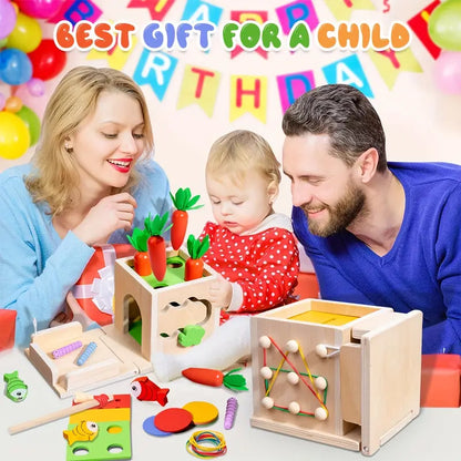 8-in-1 Holz Montessori Spielbox – Pädagogisches Spielzeug für Babys