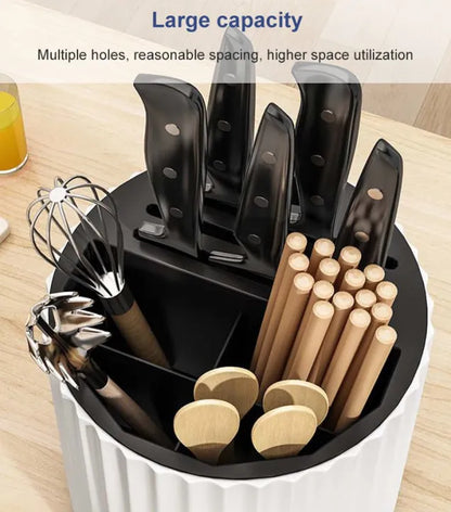 360° drehbarer multifunktionaler großer Besteck- und Küchenmesser-Organizer