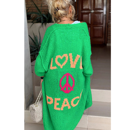 Stylische peace strickjacke