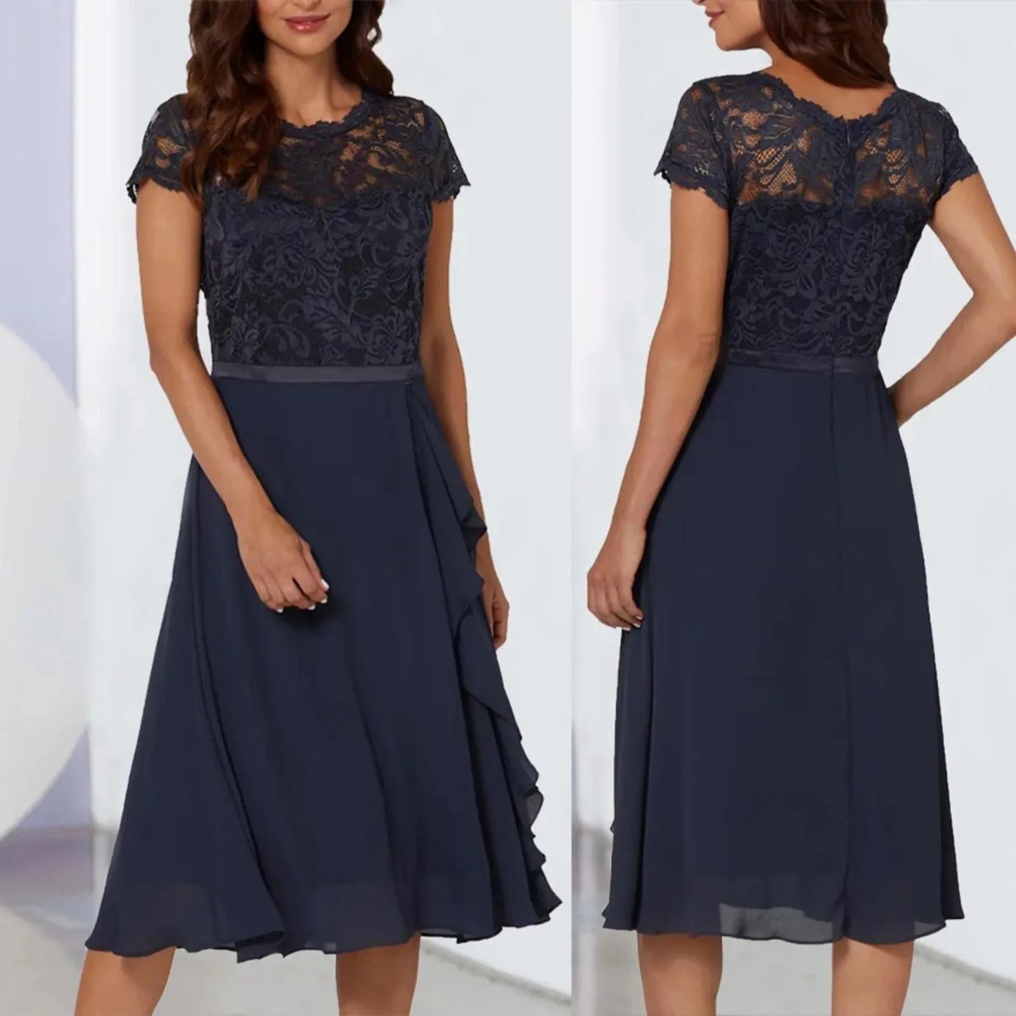 Durchsichtiges Kurzärmeliges Elegantes Kleid