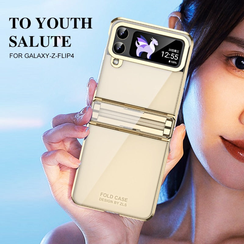 Transparente galvanische Phantomscharnier-Telefonhülle für Samsung Galaxy Z Flip 5 4