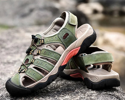 Sommer Herren Outdoor Sandalen Strand Schuhe Echtes Leder Trekking Wandern