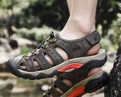 Sommer Herren Outdoor Sandalen Strand Schuhe Echtes Leder Trekking Wandern