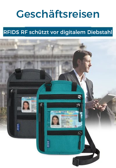 Reise-Brusttasche mit RFID-Reisepassschloss