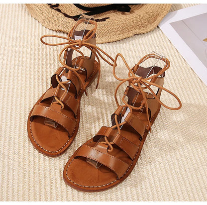 Sommer Damen Oberbekleidung Sandalen römischer Stil Schuhe Damen lässige Ballerinas Bindungsdesign Walking und Arbeitskleidung