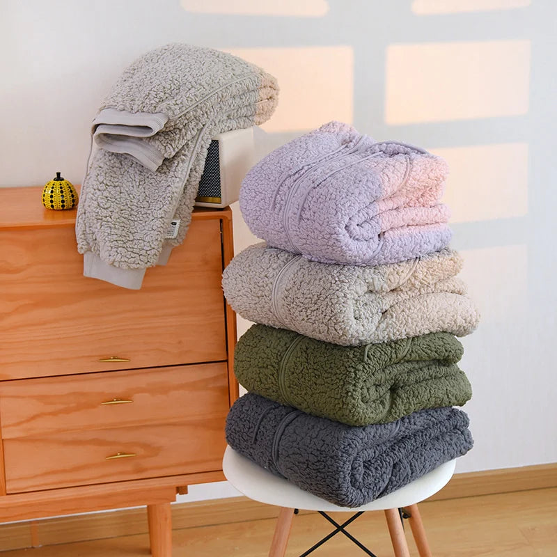 Gemütliches 2-teiliges Coral-Fleece-Set für Herbst und Winter – Warmes Homewear mit Kapuze