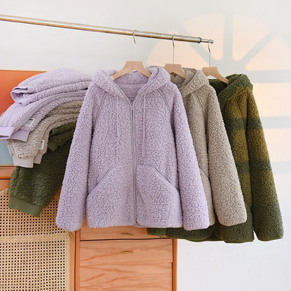 Gemütliches 2-teiliges Coral-Fleece-Set für Herbst und Winter – Warmes Homewear mit Kapuze