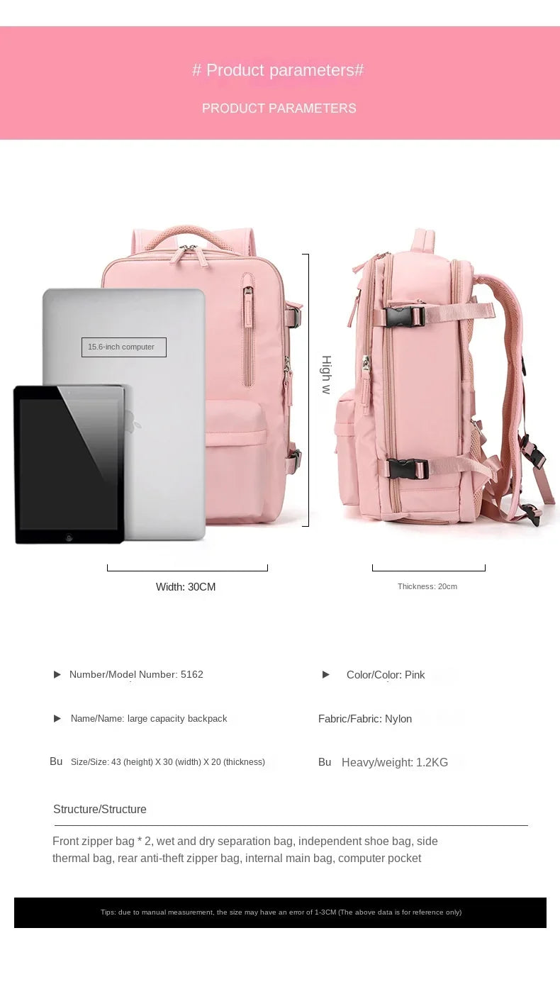 Reise-Hangepäcks-Rucksack mit Schuhfach