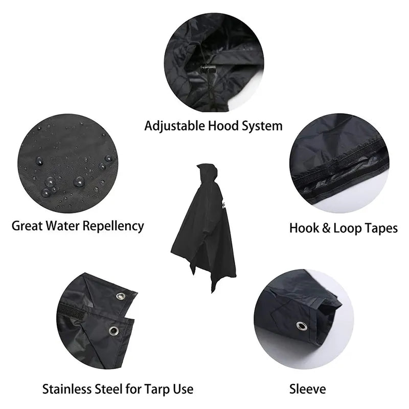 3-in-1 Tragbarer Wasserdichter Regenmantel - Verstellbar, Leicht und Wiederverwendbar für Männer und Frauen, Ideal für Wandern, Jagen und Klettern