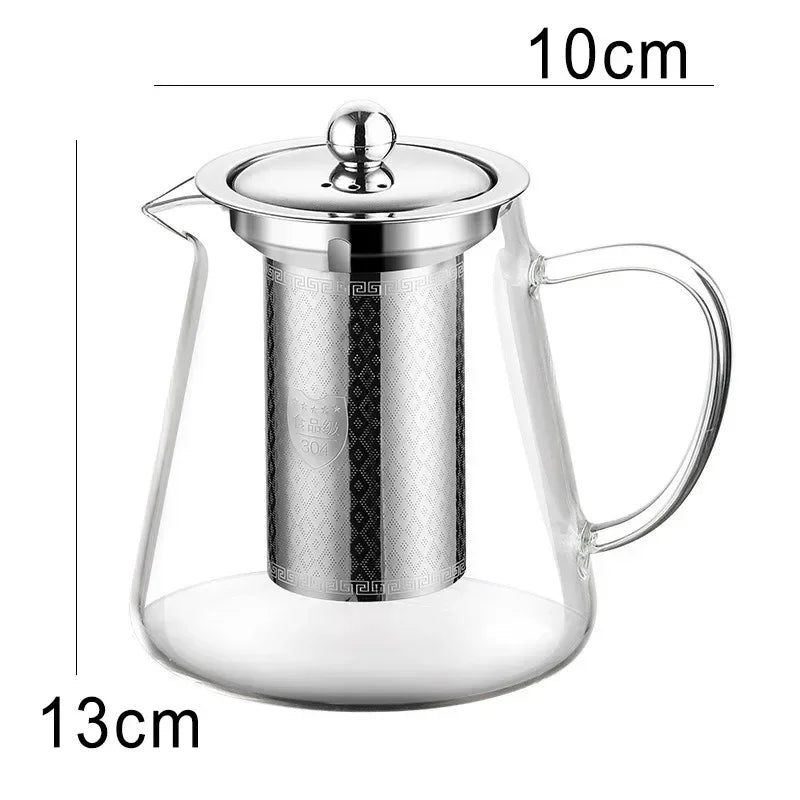 450ml-950ml Hitzebeständige Glas Teekanne – Edelstahl Teesieb, Blumen-Kessel für Kung Fu Teewaren, Puer- und Oolong-Tee