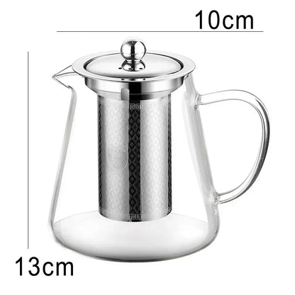 450ml-950ml Hitzebeständige Glas Teekanne – Edelstahl Teesieb, Blumen-Kessel für Kung Fu Teewaren, Puer- und Oolong-Tee