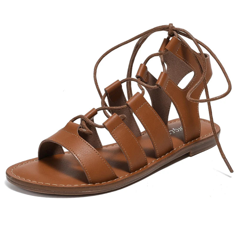 Sommer Damen Oberbekleidung Sandalen römischer Stil Schuhe Damen lässige Ballerinas Bindungsdesign Walking und Arbeitskleidung