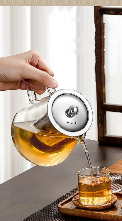 450ml-950ml Hitzebeständige Glas Teekanne – Edelstahl Teesieb, Blumen-Kessel für Kung Fu Teewaren, Puer- und Oolong-Tee